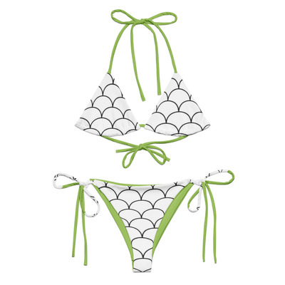 Lizzard lime all-over print recycled string bikini