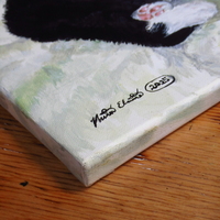 "Kitten And A Favorite Toy" Tuxedo cat art, Original Acrylic Painting By N.E.Thompson, 11x14 Inches - Thumbnail 6