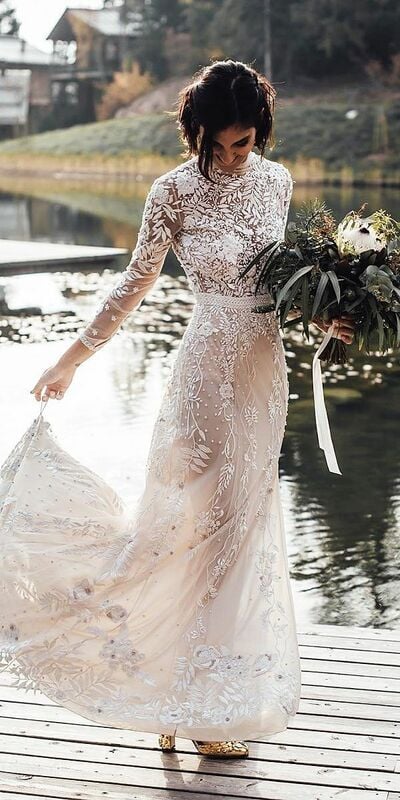 Sexy Mermaid Lace Beach Boho Wedding Dress Bridal Gown Wedding Gown