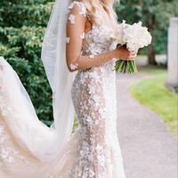 Luxury Mermaid 3D Flowers Floral Wedding Dress Bridal Gown Wedding Gown - Thumbnail 2