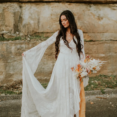 Boho lace victorian hippie boho wedding dress, bohemian wedding gown bridal dress