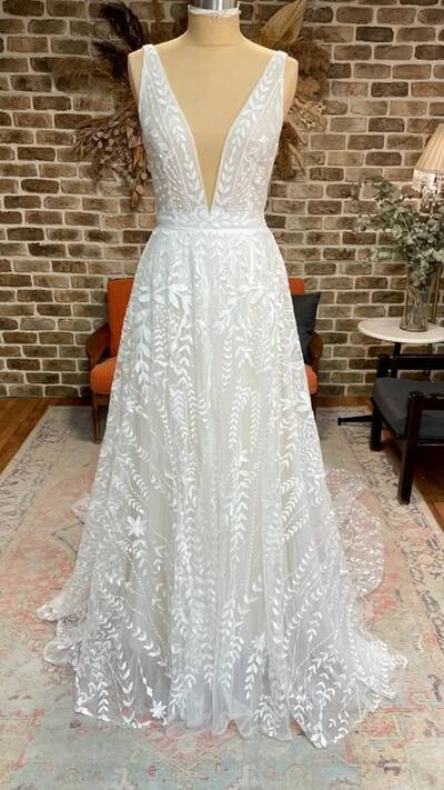 A-line Lace Wedding Dress, Lace Wedding Gown Bridal Dress