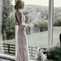 Lace Backless Wedding Dress, Boho Lace Wedding Gown Bridal Dress - Thumbnail 1