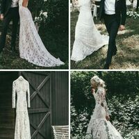 Lace Backless Wedding Dress, Boho Lace Wedding Gown Bridal Dress - Thumbnail 2
