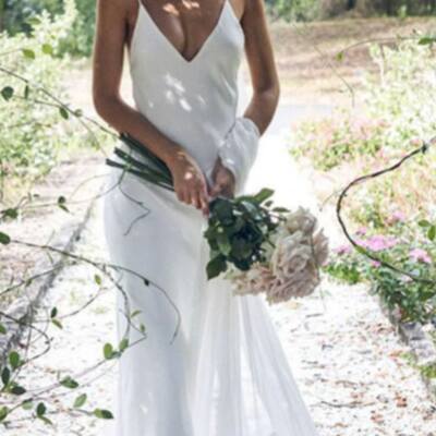 Sexy v neck sheath beach boho wedding dress bridal gown wedding gown