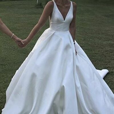 Simple ball gown beach boho wedding dress bridal gown wedding gown
