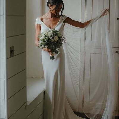 Simple sheath v neck beach boho wedding dress bridal gown wedding gown