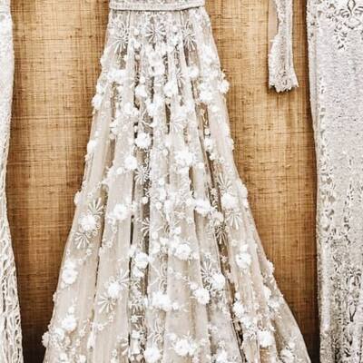 Boho lace wedding dress, lace wedding gown bridal dress