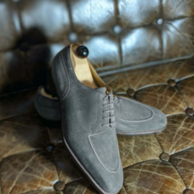 Unique handmde  men's grey lace up dress/formal oxford shoes