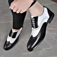 Brogue carved color matching men's business formal shoes 2 colors - Thumbnail 2