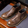 Chelsea boots men's genuine leather retro martin cowhide boots 2 colors-1