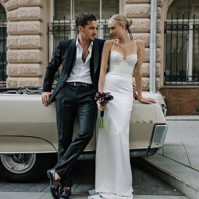Simple sheath spaghetti straps beach boho wedding dress bridal gown wedding gown