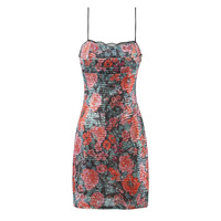 Rose Sequin Hot Girl Sexy Suspender Hip Skirt Short Skirt Dress - Thumbnail 1