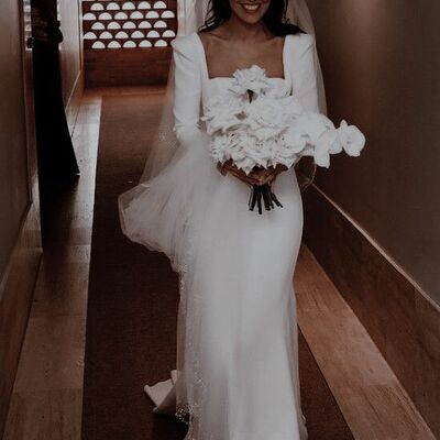 Elegant mermaid scoop wedding dress bridal gown wedding gown