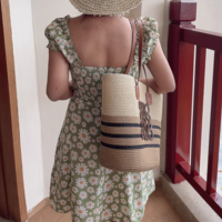 Small fresh pastoral style holiday casual print dress - Thumbnail 1