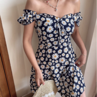 Small fresh pastoral style holiday casual print dress - Thumbnail 1