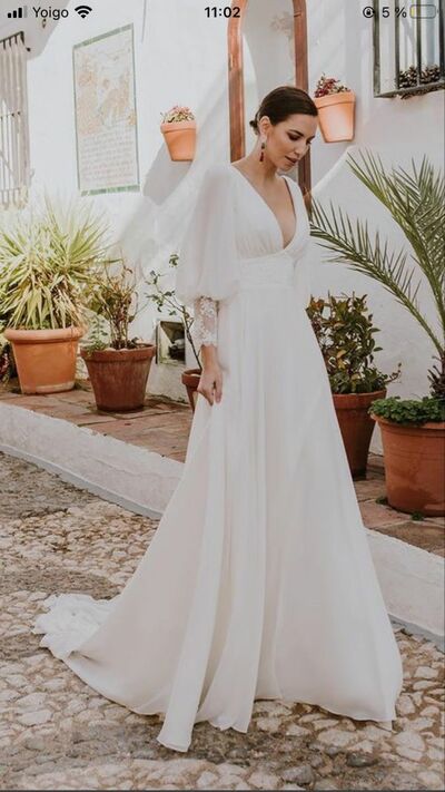 Sexy V Neck Beach Boho Wedding Dress Bridal Gown Wedding Gown