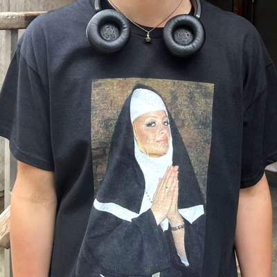 Free shipping-nicole richie nun tee - Thumbnail 1