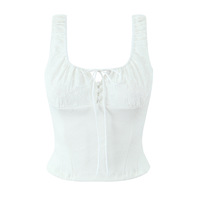 Casual embroidered bow tie stitching slim fit top camisole - Thumbnail 4