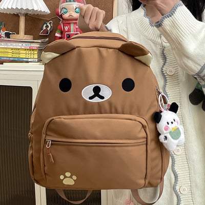 Cute bear school backpack with pendant - Thumbnail 1