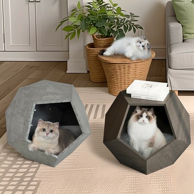 25.98" modern cat litter box enclosure | multi-functional pet furniture | side table & planter stand