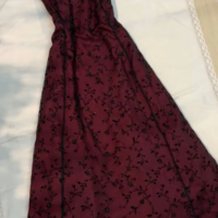Spaghetti Straps Burgundy A Line Long Evening Dresses - Thumbnail 6