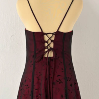 Spaghetti Straps Burgundy A Line Long Evening Dresses - Thumbnail 5