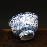 Chinese Antique Porcelain Bowl - Elegant Blue and White Lotus Twig Design - Home Decor Accent - Thumbnail 2