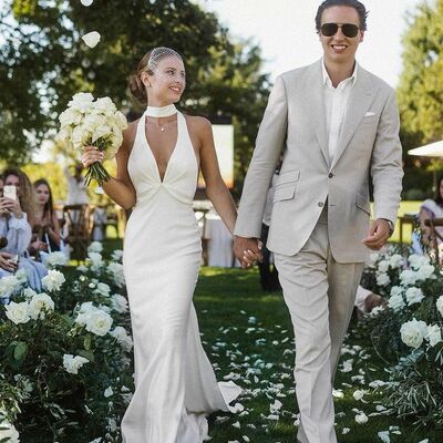 Sexy sheath v neck beach boho wedding dress bridal gown wedding gown