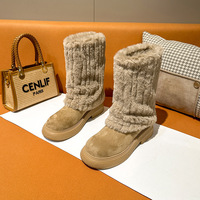 Women's snow boots sleeve winter plus velvet non-slip imitation mink fur shoes 2 colors - Thumbnail 2