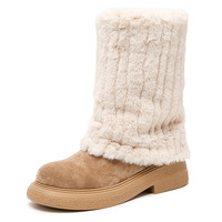 Women's snow boots sleeve winter plus velvet non-slip imitation mink fur shoes 2 colors - Thumbnail 4