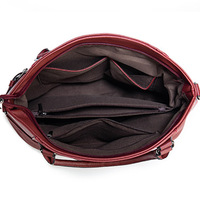 Women's Handbag Large Leather Shoulder Bag Red - Thumbnail 1