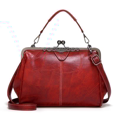 Fashion soft leather women's handbag red