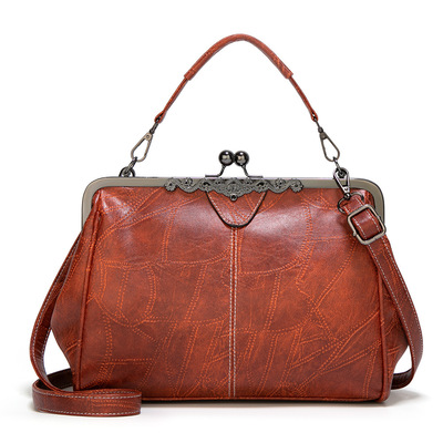 Fashion soft leather women's handbag brown