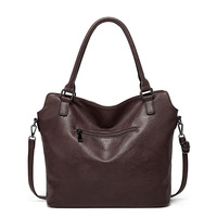 Large Capacity Women's Crossbody Handbag Two Piece Brown - Thumbnail 2