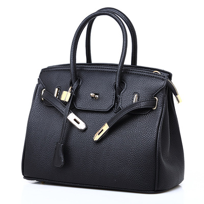 Fashion platinum bag cross shoulder women's handbag black - Thumbnail 4