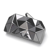 New Handheld Women's Bag Diamond Iron Box Banquet Bag Black - Thumbnail 2