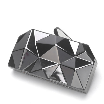 New handheld women's bag diamond iron box banquet bag black