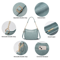 Fashion Soft Leather Women's Handbag Ladies Shoulder Tote Bag Blue - Thumbnail 1