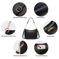 Fashion Soft Leather Women's Handbag Ladies Shoulder Tote Bag Black - Thumbnail 1
