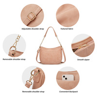 Fashion Soft Leather Women's Handbag Ladies Shoulder Tote Bag Pink - Thumbnail 1