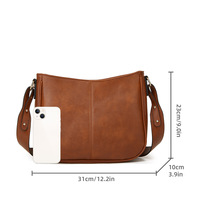 Fashion Soft Leather Women's Handbag Ladies Shoulder Tote Bag Brown - Thumbnail 1