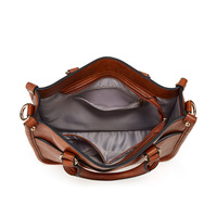 Ladies'Crossbody Bag with Wide Strap and Detachable Shoulder Strap Brown - Thumbnail 2