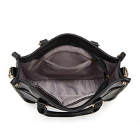 Ladies'Crossbody Bag with Wide Strap and Detachable Shoulder Strap Black - Thumbnail 2