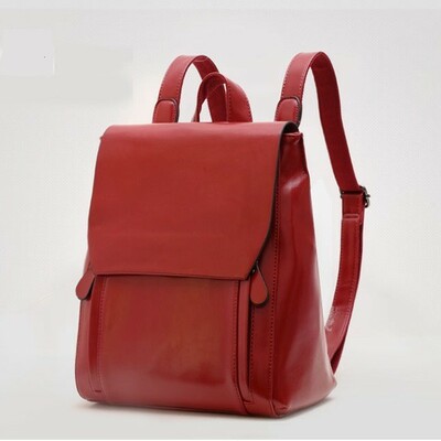 Ladies anti-theft shoulder backpack red - Thumbnail 5