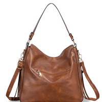 European and American Large Capacity Handbag Brown - Thumbnail 2