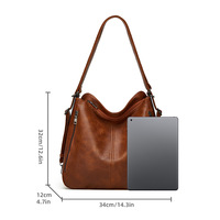 Women Shoulder Bag Vintage Crossbody Purse Handbag Brown - Thumbnail 1