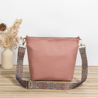 Women Shoulder Bag Vintage Crossbody Purse Handbag with Leopard Guitar Strap Hobo Bag Pink - Thumbnail 2