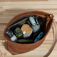 Women Soft Designer Shoulder Purses Ladies Top Handle Handbag Brown - Thumbnail 1