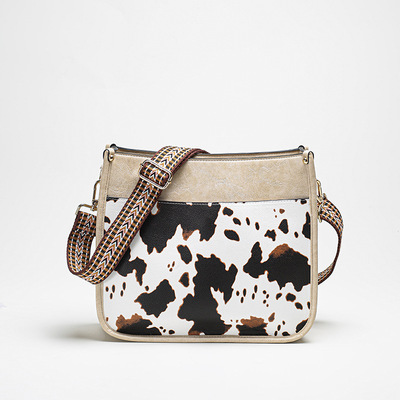New Women's Bag Fashion Cow Pattern Shoulder Bag White